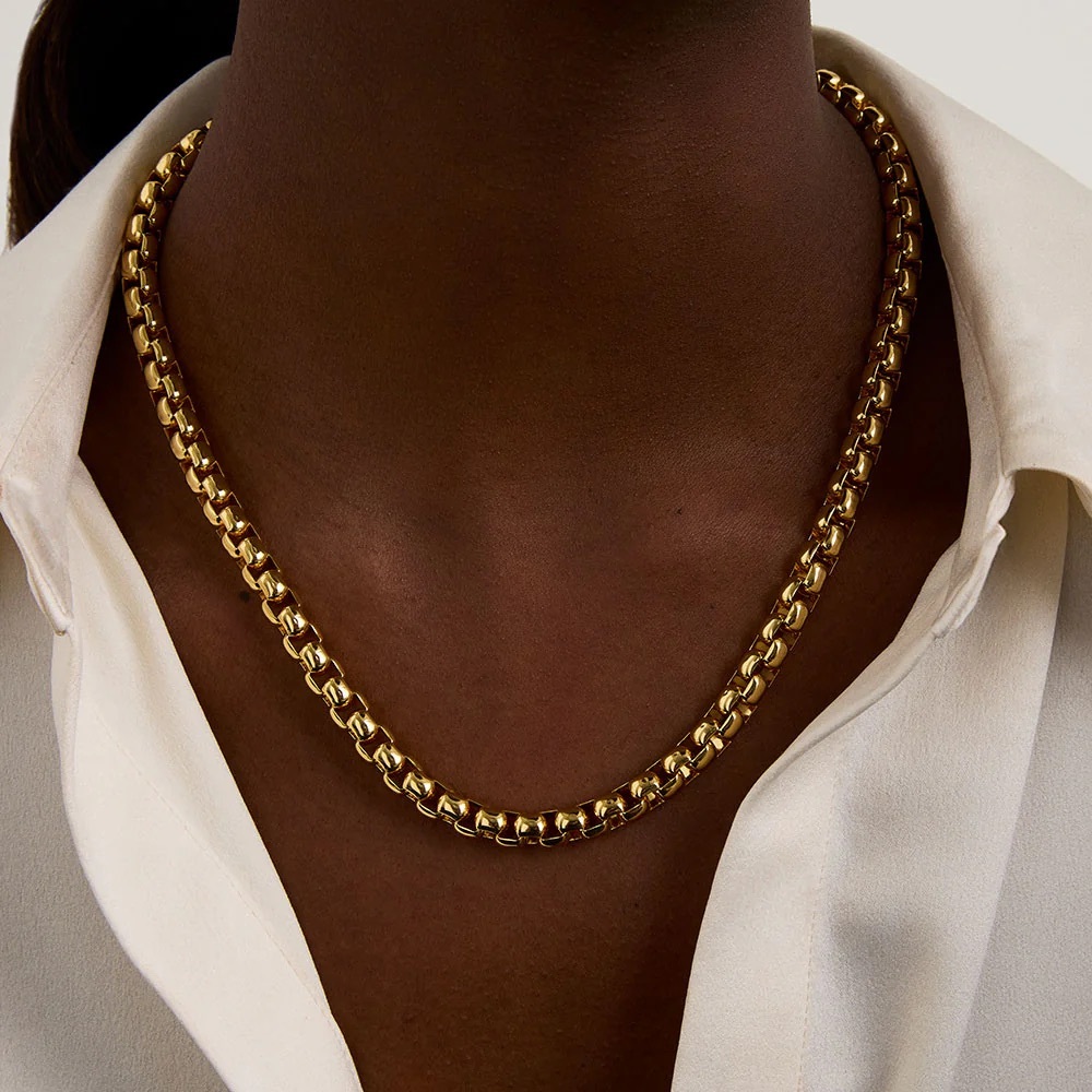 NIB DEAN DAVIDSON Large Tokyo Chain Gold Necklace Adjustable Statement Necklace